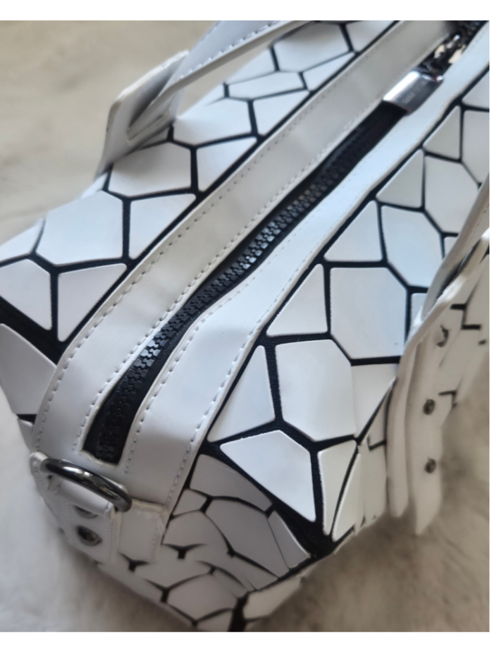 Emilio Pepe Italy Geometric Handbag White Black Mosaic Satchel Purse